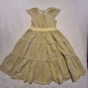 Tea Collection girls size 12 tiered 2 tone green with tiny purple flowers VGUC